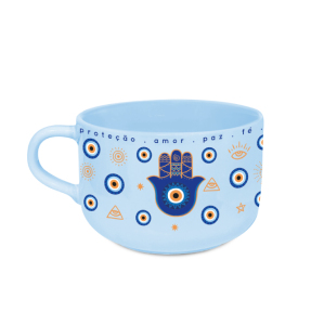 XÍCARA CONSUME PORCELANA AZUL OLHO GREGO 450ML 