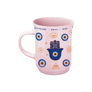 CANECA AMERICANA CERÂMICA ROSA OLHO GEGO 220ML 