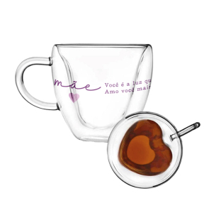CANECA DUPLA CORAÇÃO VIDRO 230ML 