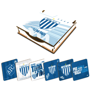 CAIXA C/ 6 PORTA COPOS MDF  AVAÍ F.C 7,5 X 7,5